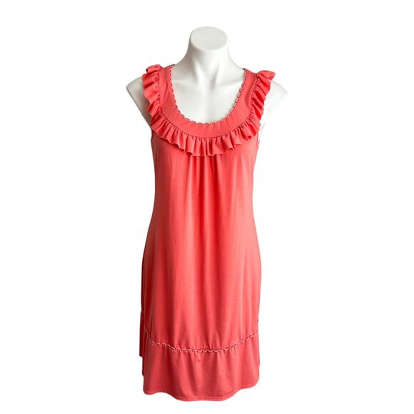 Bluheaven Women Orange Casual Dress Ruffled Sundress Summer Beach Coverup Sz L - Picture 1 of 11